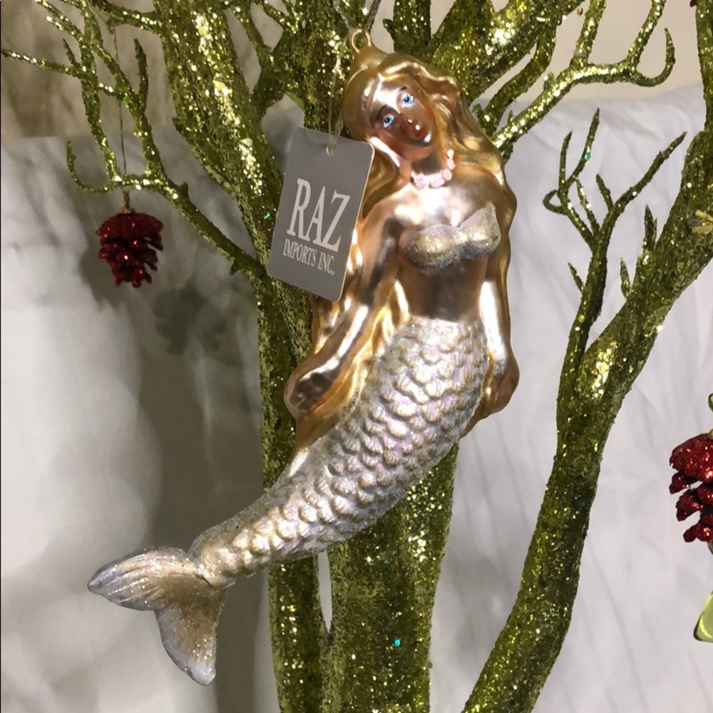 RAZ Mermaid glass ornament